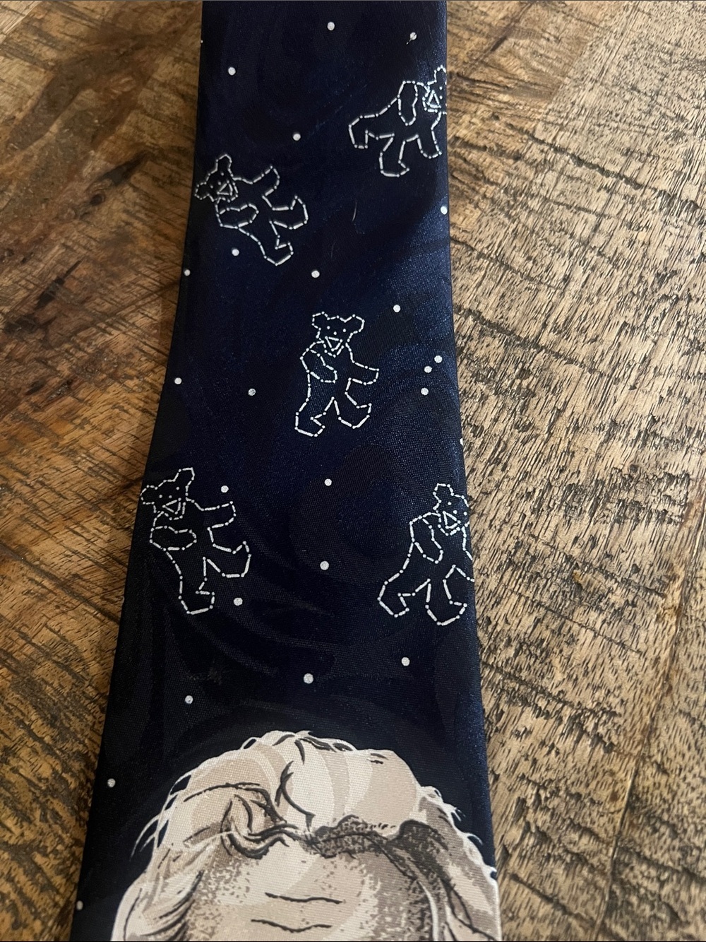 Jerry Garcia Grateful Dead Men's Navy and Beige Portrait Silk Tie - Picture 2 of 5